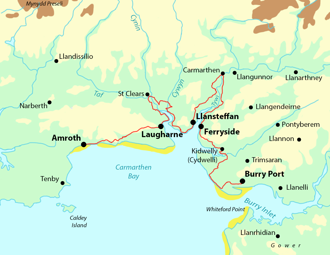 Carmarthenshire Coast Path map