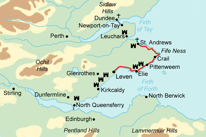 Fife Coastal Path Short Break map