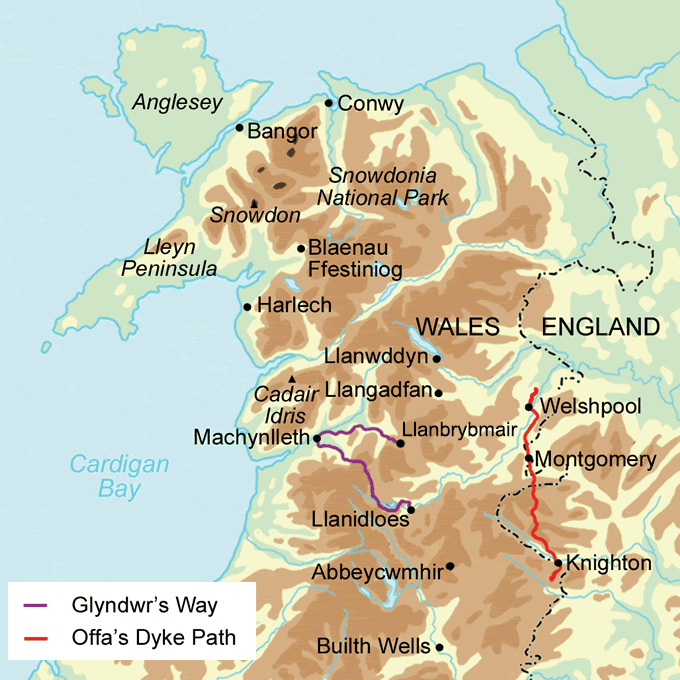 Glyndŵr's Way Short Break map