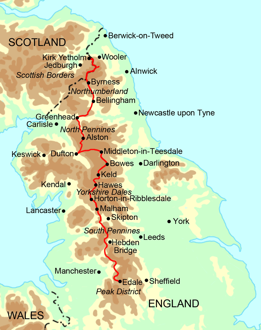 Pennine Way map