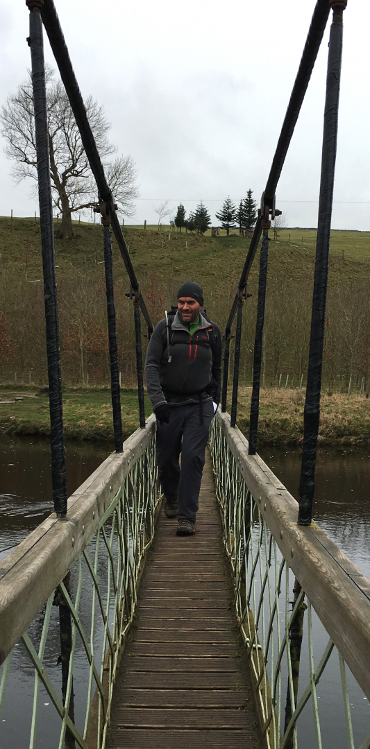 Three Dales Way: Wharfe suspension bridge