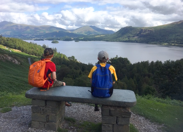 Kids walking the Derwentwater Round