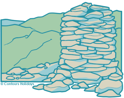 Art in the Contours Holidays colours of a stacked stone cairn on the Bob Graham Round in the Lake District.