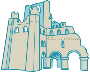 Art of Kelso Abbey, found on Borders Abbeys Way.