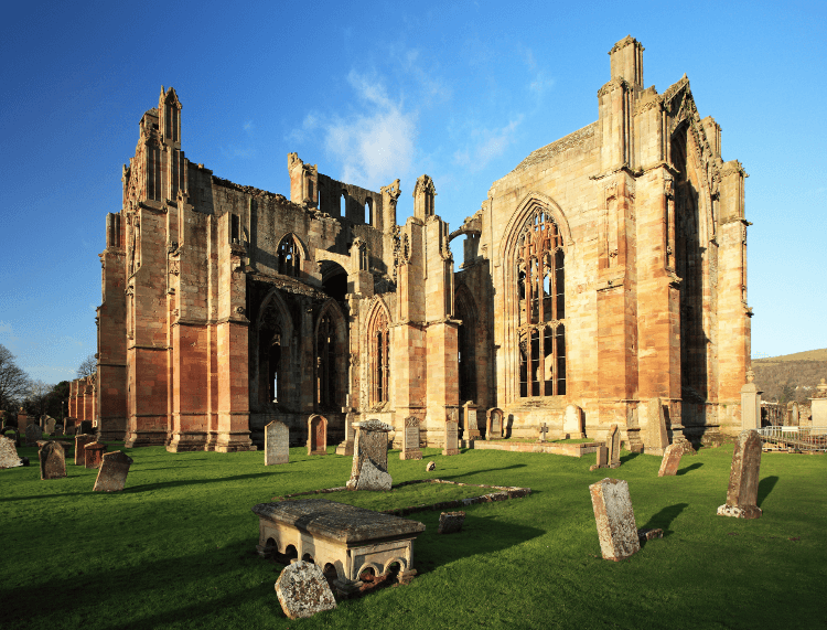 Melrose Abbey on the Borders Abbeys Way