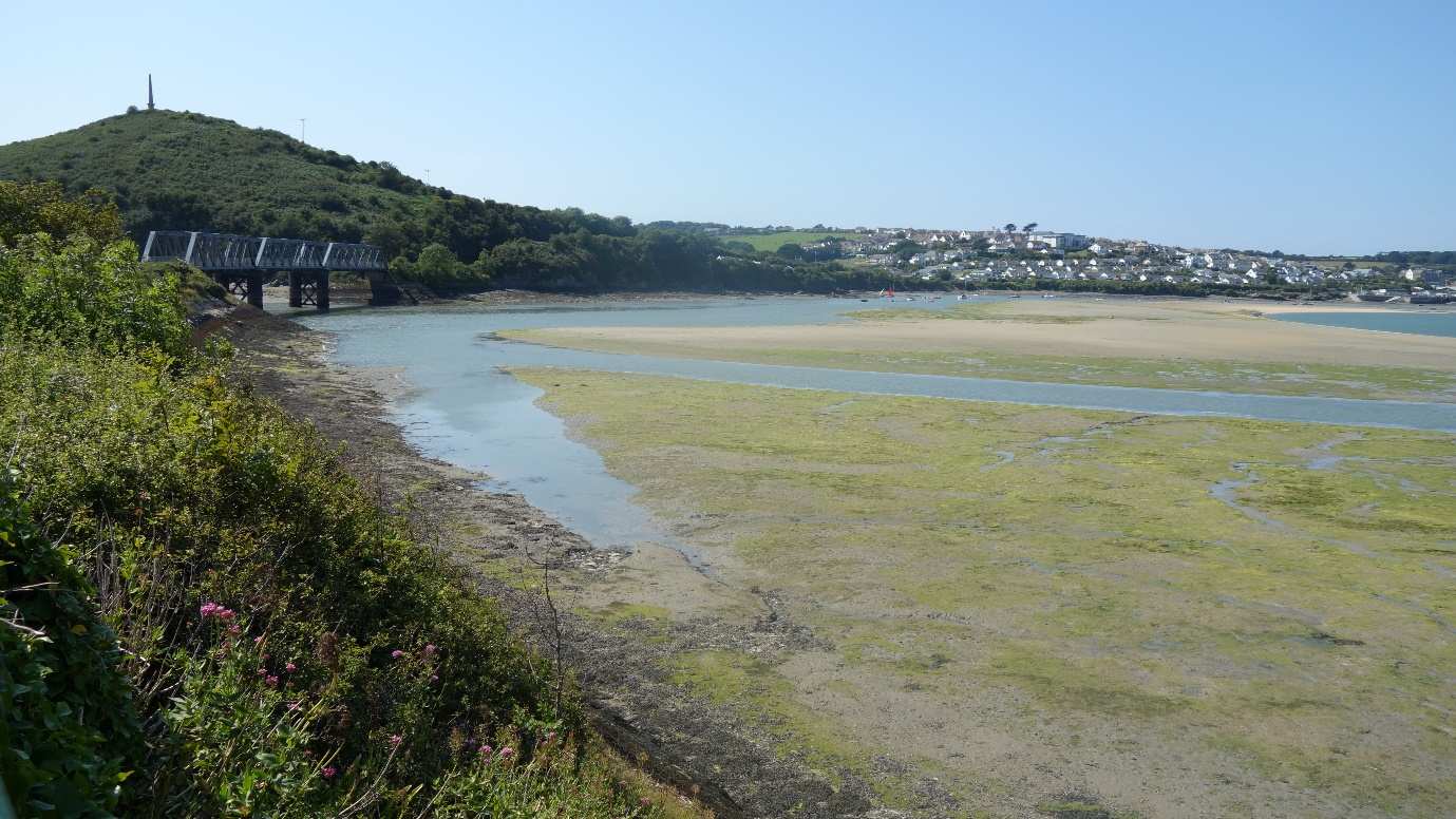 The Camel estuary as viewed from the trail, water level low