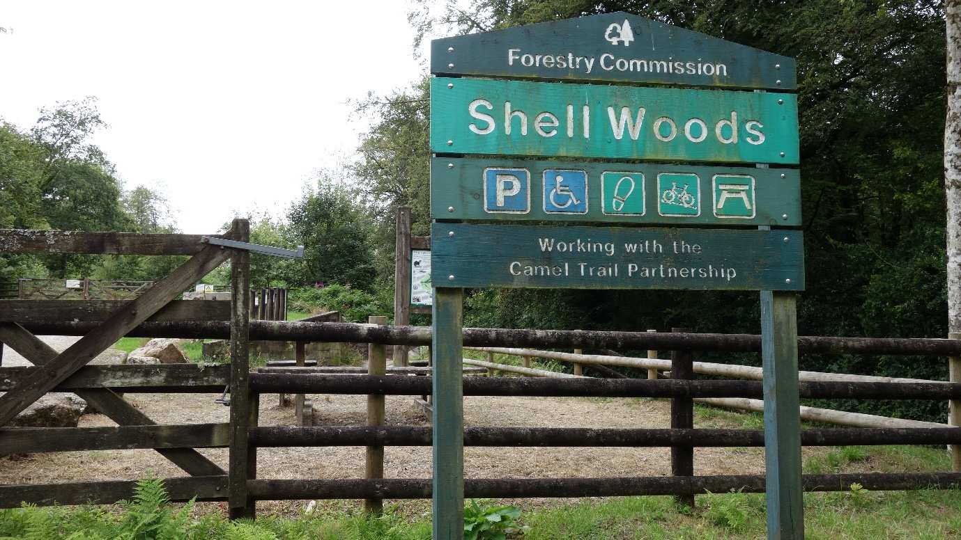 The entry sign to the Shell Woods