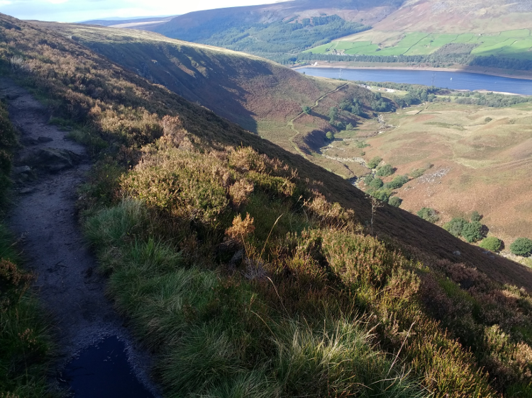 The narrow, rocky path along Clough Edge.