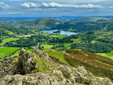 Views over the stunning green fells of Cumbria on the Coast to Coast Walk.