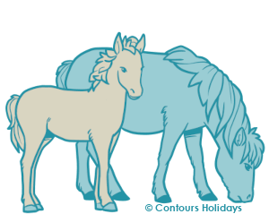 Art of Exmoor ponies, found on the Coleridge Way.