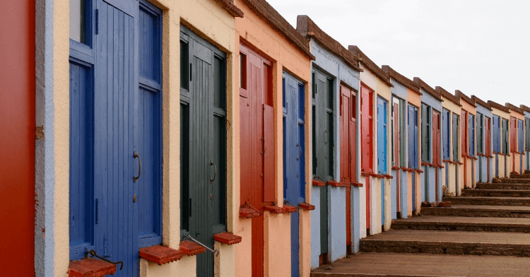 A photo of the beach huts at Bude.
