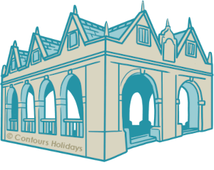 Art of the historic Market Hall in Chipping Campden, start of the Cotswold Highlights trail.