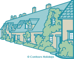 Art of the pretty stone cottages found on the Cotswold Villages Trail.