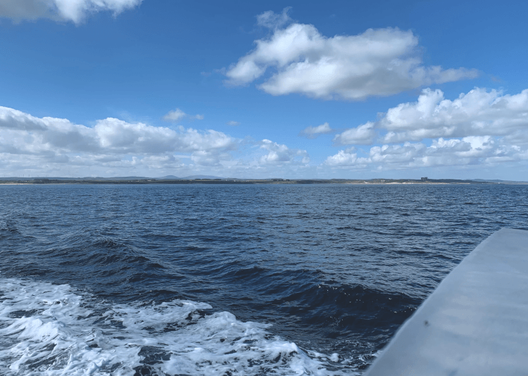 Views over the sea while sailing out to see the Farne Islands.