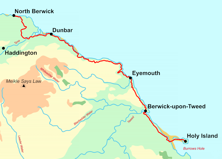 Forth to Farne Way walking holiday map