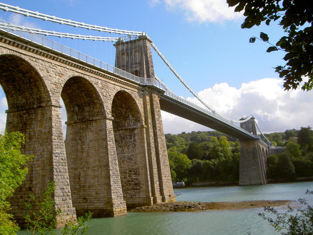 The Menai Bridge crosses the Menai Strait on the Anglesey Coast Path, part of the Wales Coast Path, a great long-distance tour for grey gappers.