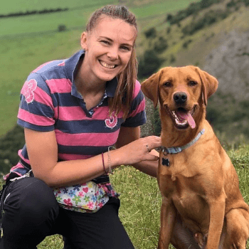Hayley S, finance and support team manager at Contours, out in the countryside with her dog Maui.