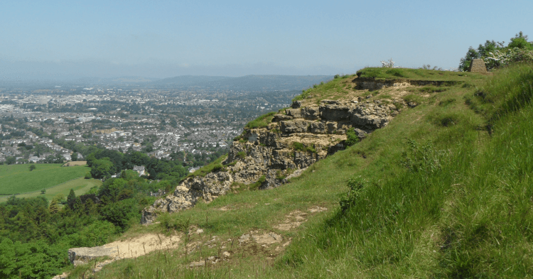 Views from the Cotswold Way, high up above the town spread out far below.
