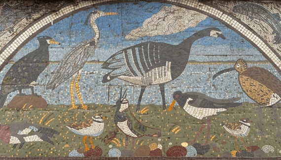 A pretty mosaic of wading birds.