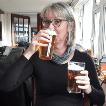 Jude, tour pack supervisor at Contours, dual-wields pints at her local pub.