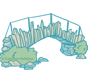 Art in the Contours Holidays style of a packhorse bridge in the Lake District.