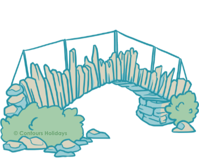 Art of a packhorse bridge found on the Lakeland Round.