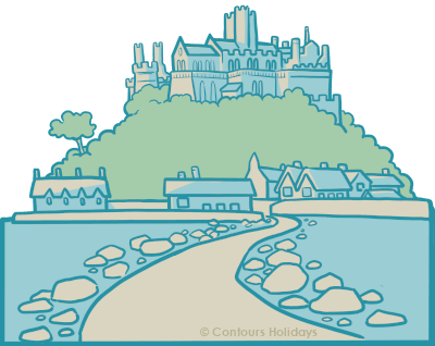 Art in the Contours Holidays colours of St Michael's Mount, an island castle off the coast of Cornwall on the Land's End Round.