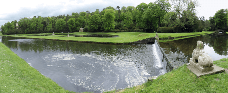 A waterfall in the gardens at Studley Royal.