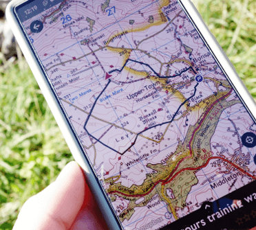 Navigating on a trail using the OS Maps app.