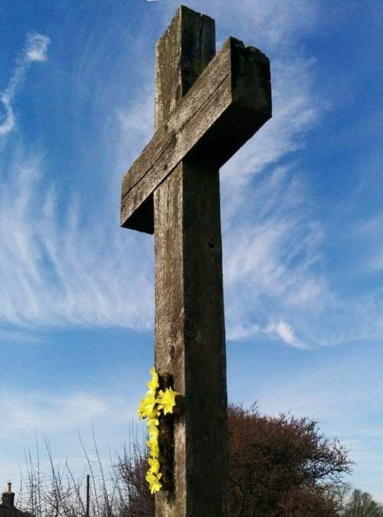 Hadrian's Wall Path in Spring: Oak Cross at St Oswald's Church