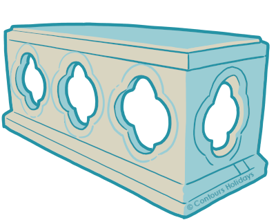 Art in the Contours Holidays colours of one of the top-heavy gritstone rock formations at Brinham Rocks, which can be found on the Nidderdale Way walking holiday in Yorkshire.