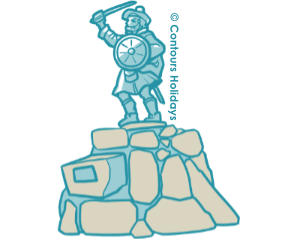 Art of a statue of rob Roy McGregor on the Rob Roy Way.