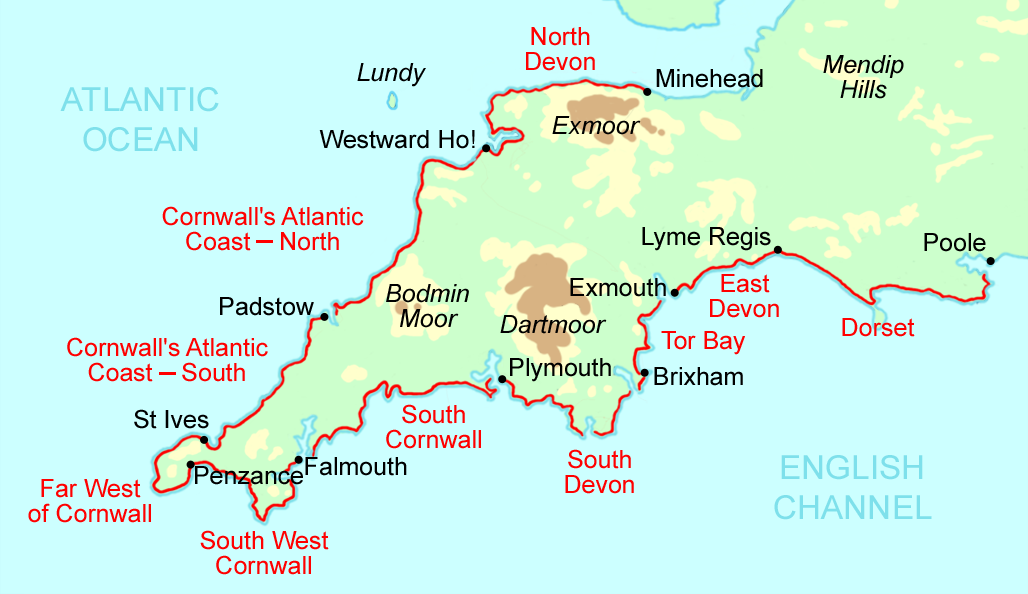 South West Coast Path Map by Contours Holidays