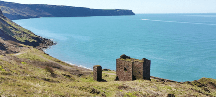 St Bees Cliffs and the blue sea behind.