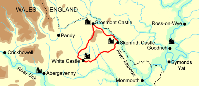 Three Castles Walk map