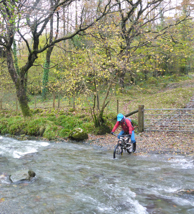 Cycling through deep water across a byway