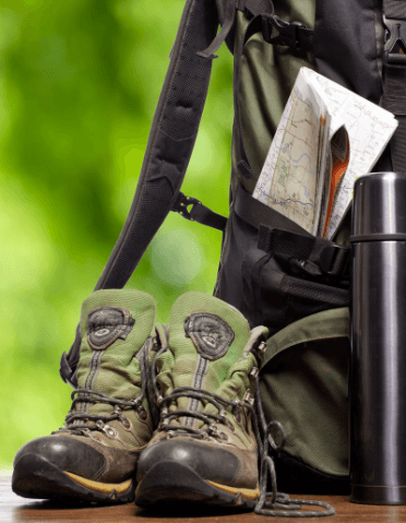 Boots, flask, bag and map: the kit required to walk Hadrian's Wall Path.