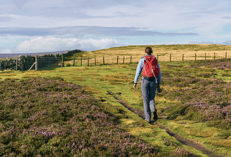 Walking solo in good weather.