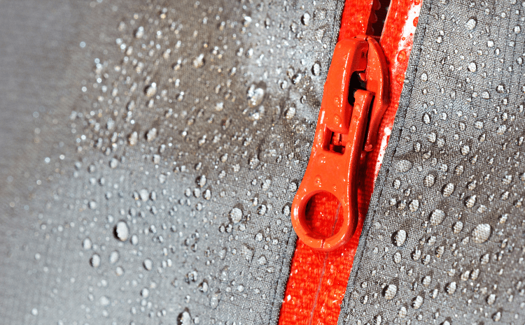 Rain beads on a waterproof jacket
