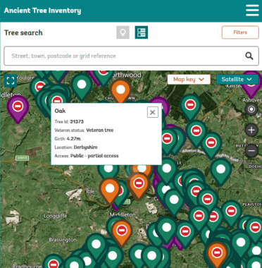 The Woodland Trust Ancient Tree Inventory Interactive Map