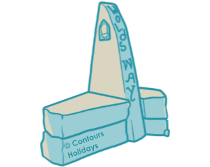 Art in the Contours Holidays colours of the Wolds Way stone-carved seat, found on the Yorkshire Wolds Way and Cleveland Way in Yorkshire.