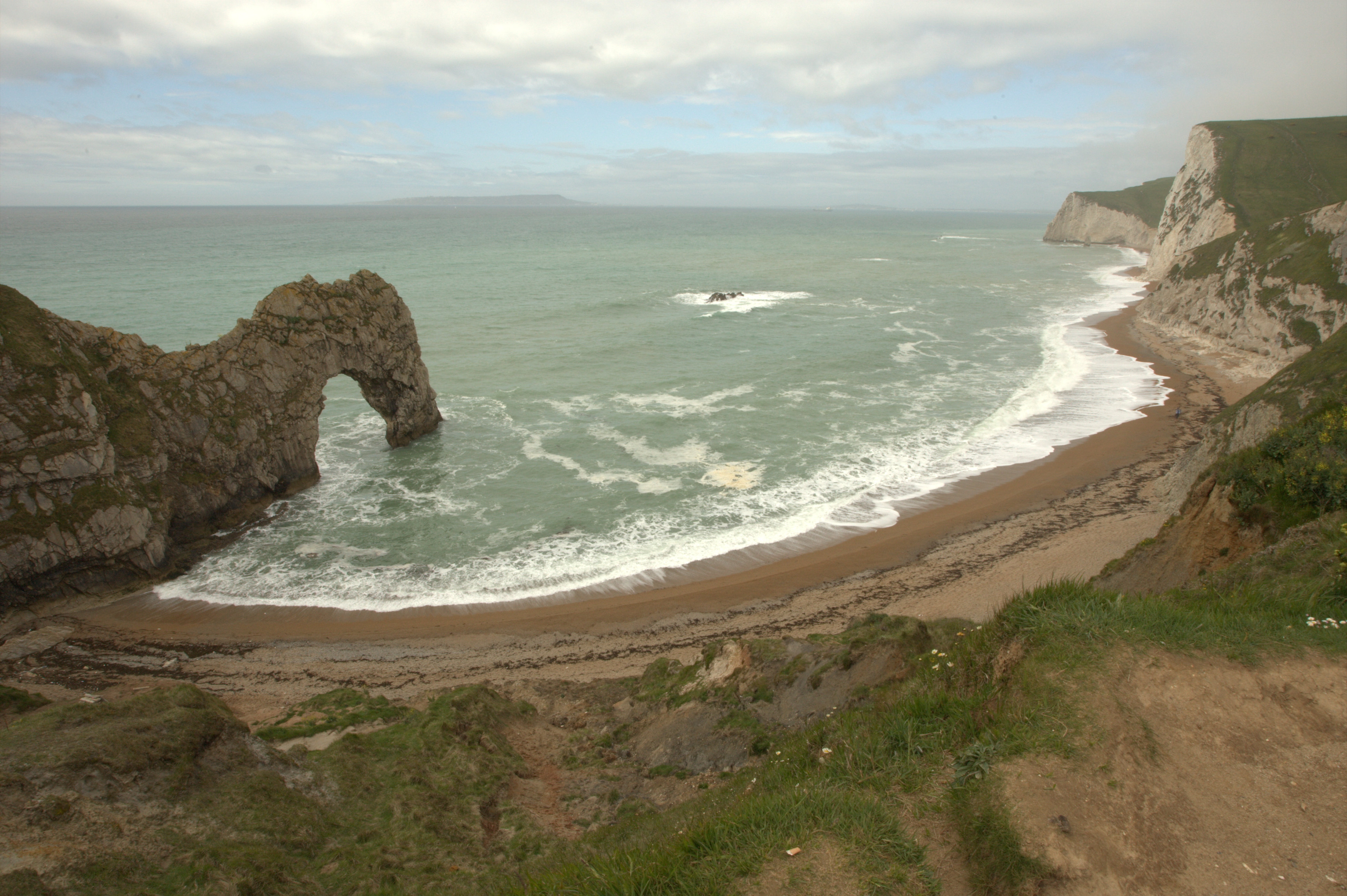 Looking over the stone arch at Durdle Door