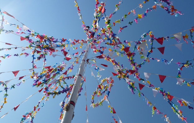 May Day maypole May Day maypole against a blue sky in Padstow