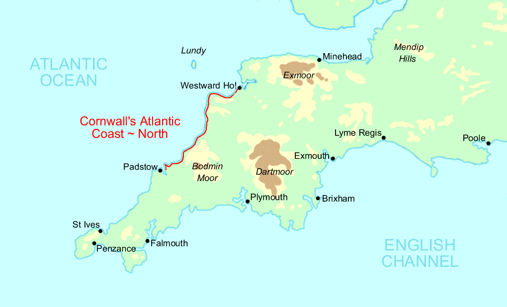 Cornwall's Atlantic Coast - North map