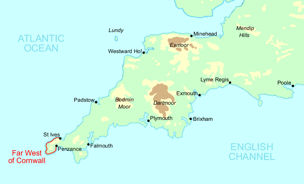 Far West of Cornwall map