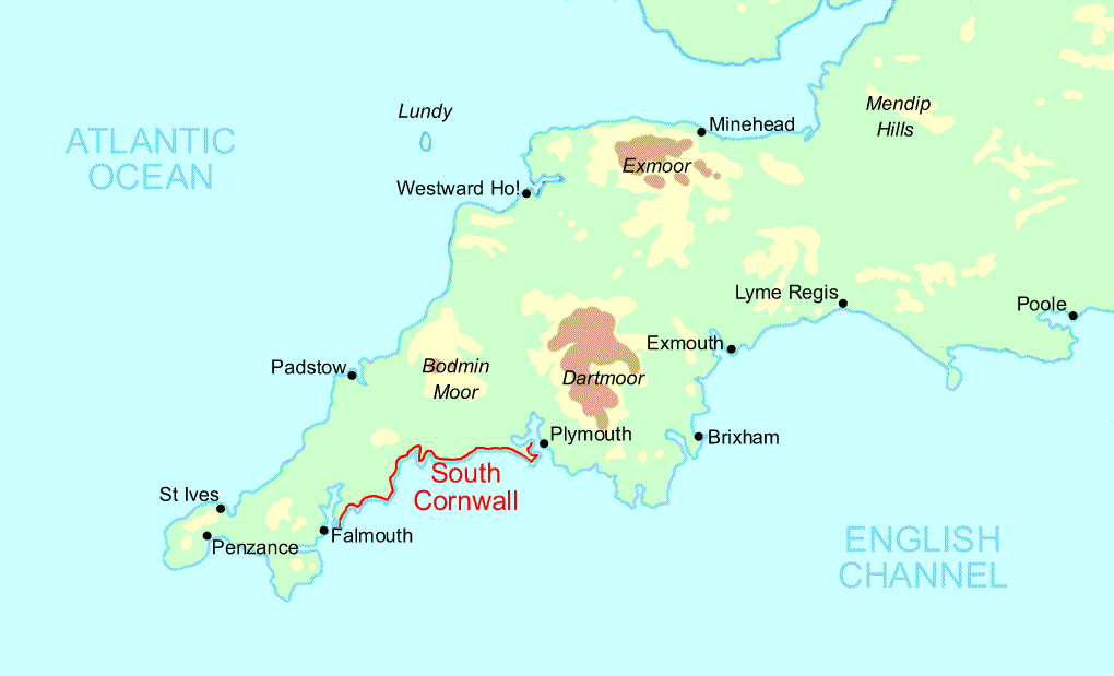 South Cornwall map