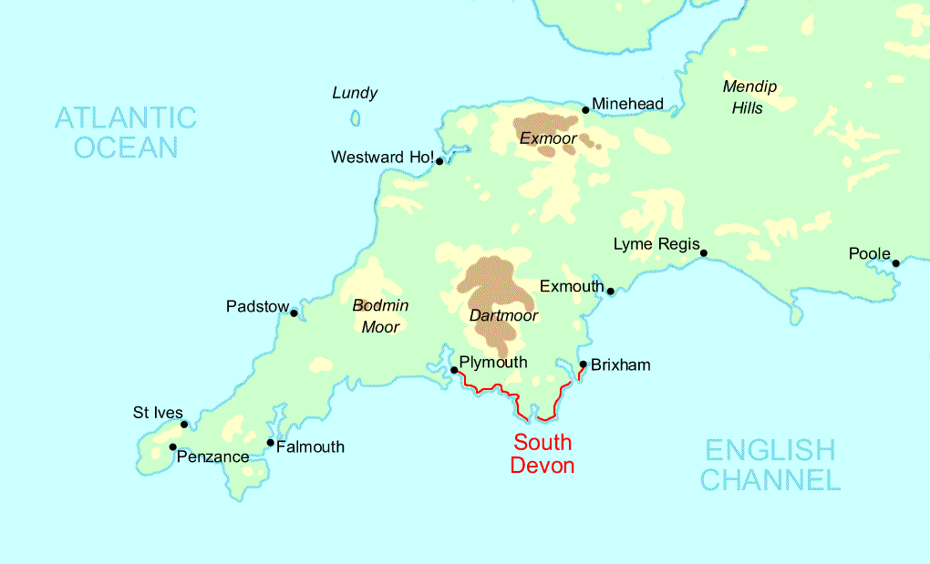 South Devon map