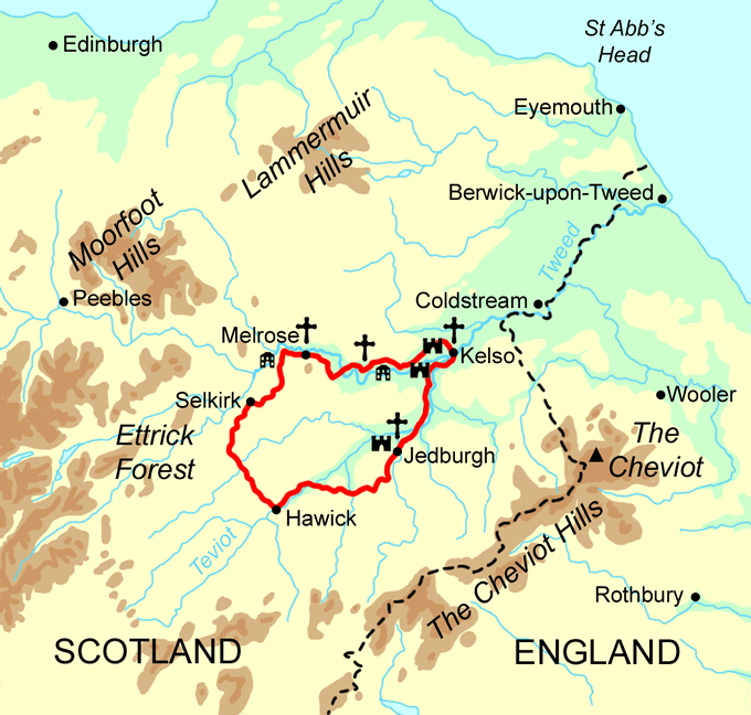 Borders Abbeys Way map
