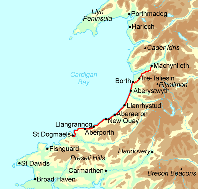 Ceredigion Coast Path map
