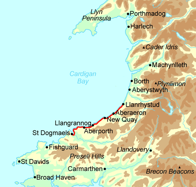 Ceredigion Coast Path - South Section map